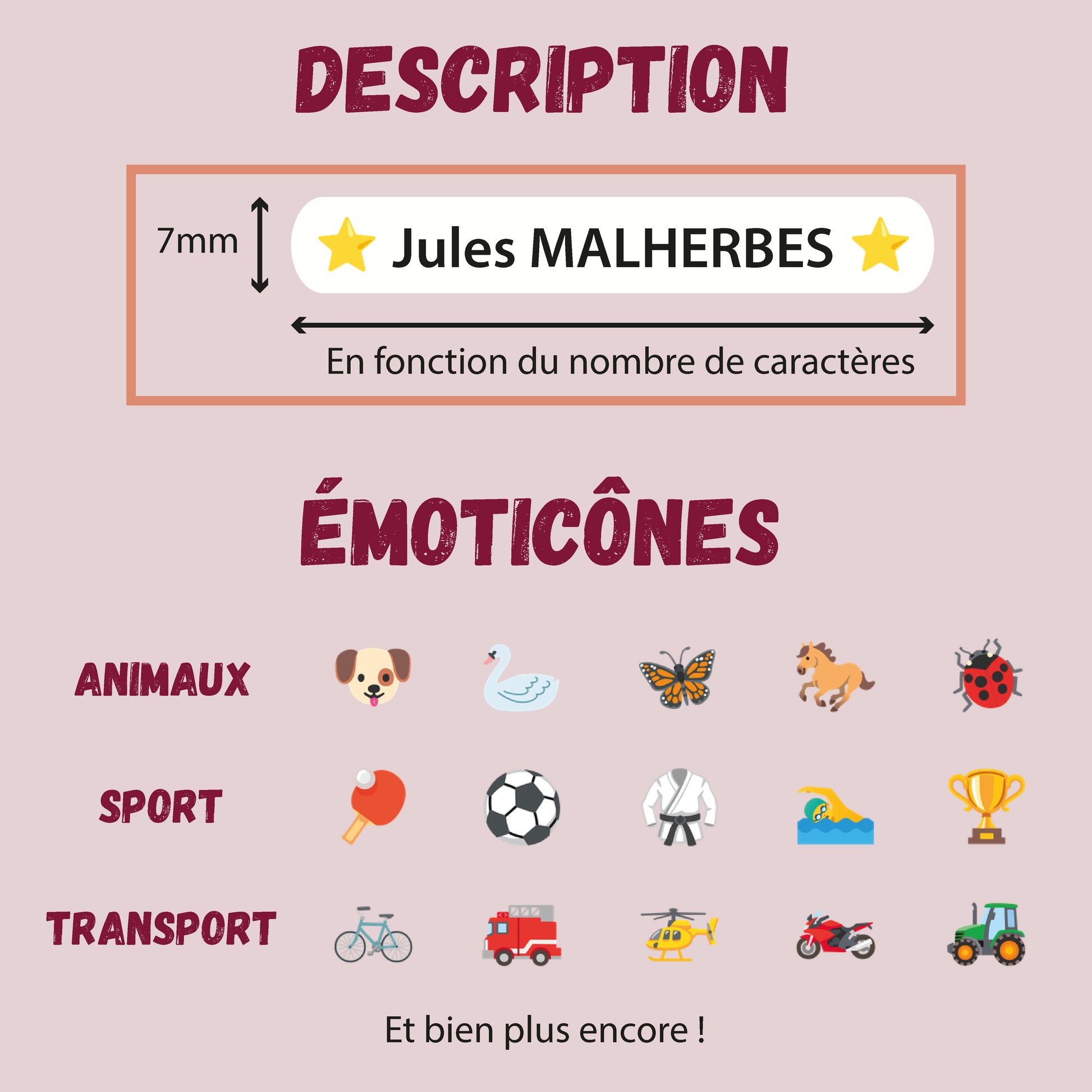 Description Etiquettes Thermocollantes Personnalisées avec Emoticônes