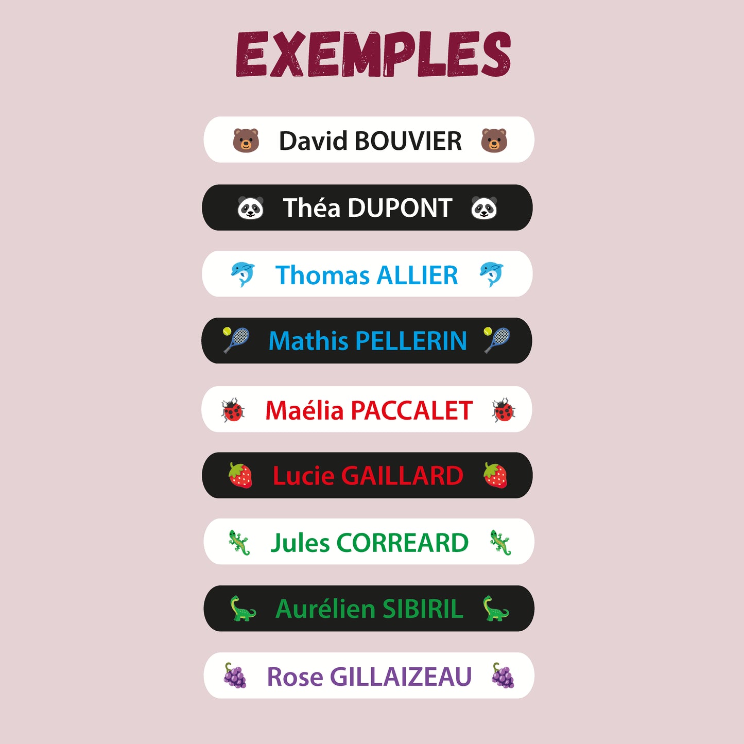 Exemples de nos Etiquettes Thermocollantes Personnalisées avec Couleurs