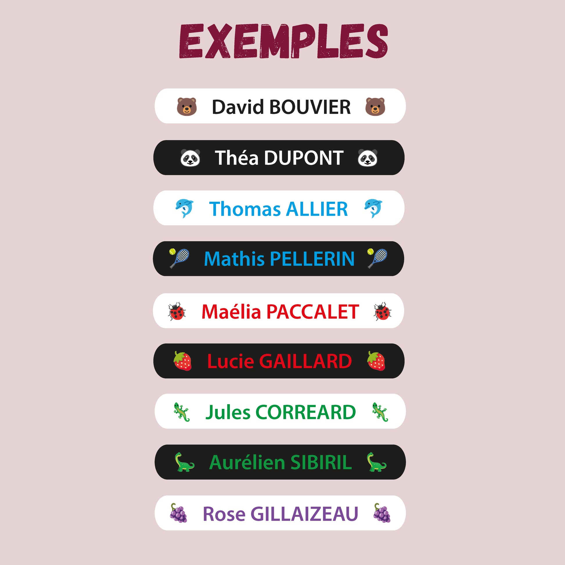 Exemples de nos Etiquettes Thermocollantes Personnalisées avec Couleurs